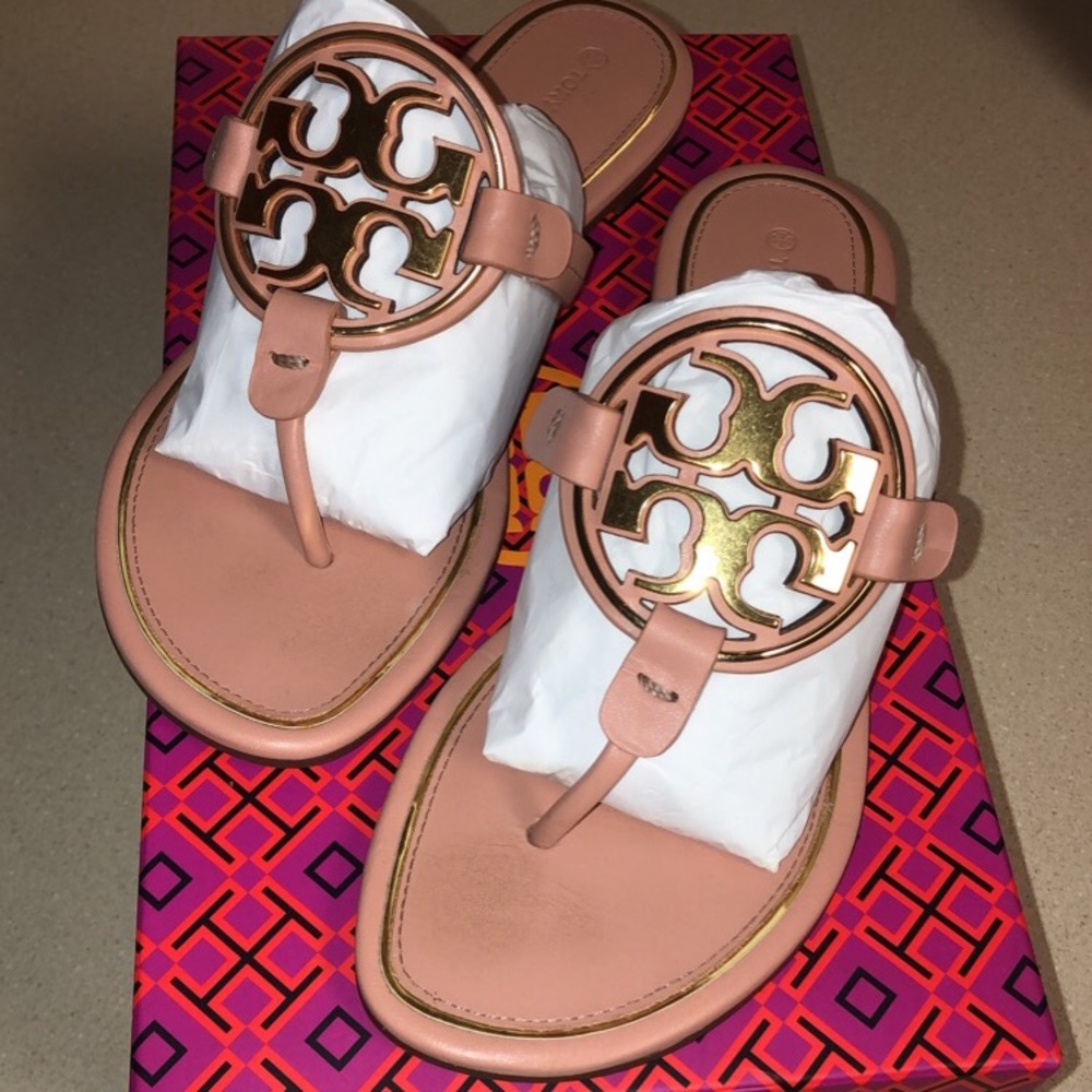 Tory Burch Miller Metal-logo sandal in Pink Moon